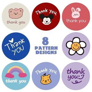 thank you stickers (variety pack) 1in round | shipping supplies 1"  round